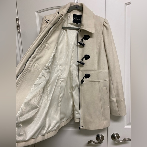 Guess Winter White Wool Toggle Coat L - Picture 12 of 15